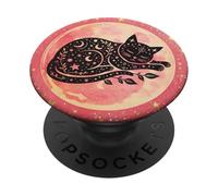 Black Cat Energy Witchy Cat Witch Cute Cat Moon Phase Pink PopSockets PopGrip Adhesivo