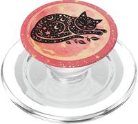 Black Cat Energy Witchy Cat Witch Cute Cat Moon Phase Pink PopSockets PopGrip para MagSafe
