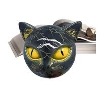 Black Cat Figurine, Home Decor Cat Statue with Golden Eyes, 3.15x2.76x2.36 inches Resin Sculpture Ornament for Shelf, Kitchen, Bathroom, Bedroom, Living Room, Offices or Entryway Display