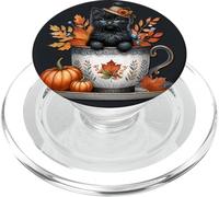 Black Cat For Fall Lover Cat Mom Autumn Season Cute Kitten PopSockets PopGrip para MagSafe
