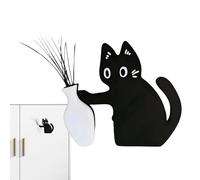 Black Cat Fridge - Big Eyes Magnetic Decoration for Kitchen Display | Cute Cat Whisker with Magnet Figurine, Vase Ornament for Cabinet Shelf Office Home Flower Arrangement Collection