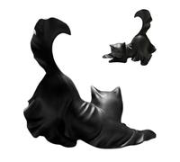 Black Cat Garden Statue, Glow in the Dark Halloween Sculpture, Decorative Cats Ornament, Cute Cat Figurine for Entryway Bedroom Bookshelf, Holiday Party Home Decoration, 5.12x2.17x5.12 inches