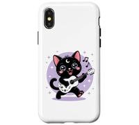 Black Cat Guitar Rock Kawaii Goth Girl Ropa Rosa Gótica Carcasa para iPhone X/XS