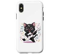 Black Cat Guitar Rock Kawaii Goth Girl Ropa Rosa Gótica Carcasa para iPhone X/XS