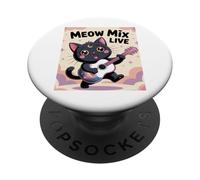 Black Cat Guitar Rock Kawaii Goth Girl Ropa Rosa Gótica PopSockets PopGrip Adhesivo