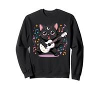 Black Cat Guitar Rock Kawaii Goth Girl Ropa Rosa Gótica Sudadera