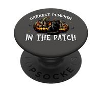 Black Cat Halloween Graphic For Darkest Pumpkin In The Patch PopSockets PopGrip Adhesivo