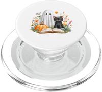 Black Cat Halloween Shirt Book Lover Halloween Ghost PopSockets PopGrip para MagSafe