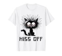 Black Cat Hiss Off Meow Cat Funny Cat Lover para Hombres y Mujeres Camiseta
