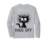 Black Cat Hiss Off Meow Cat Funny Cat Lover para Hombres y Mujeres Manga Larga