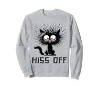 Black Cat Hiss Off Meow Cat Funny Cat Lover para Hombres y Mujeres Sudadera