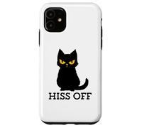 Black Cat Hiss Off para Hombres y Mujeres Meow Cat Carcasa para iPhone 11