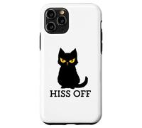 Black Cat Hiss Off para Hombres y Mujeres Meow Cat Carcasa para iPhone 11 Pro