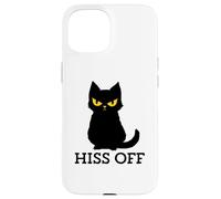 Black Cat Hiss Off para Hombres y Mujeres Meow Cat Carcasa para iPhone 15