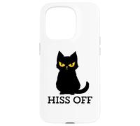 Black Cat Hiss Off para Hombres y Mujeres Meow Cat Carcasa para iPhone 15 Pro
