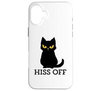 Black Cat Hiss Off para Hombres y Mujeres Meow Cat Carcasa para iPhone 16 Plus