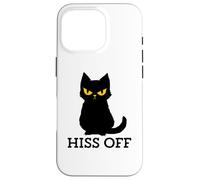 Black Cat Hiss Off para Hombres y Mujeres Meow Cat Carcasa para iPhone 16 Pro
