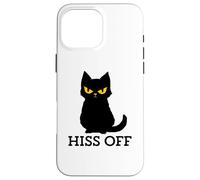 Black Cat Hiss Off para Hombres y Mujeres Meow Cat Carcasa para iPhone 16 Pro MAX