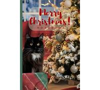Black Cat In A Christmas Box Notebook: Journal for Cat Lovers with Elegant Cream Paper, Wide Lines, 80 Numbered Pages