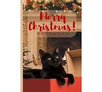 Black Cat In An Orange Christmas Box Notebook: Journal for Cat Lovers with Elegant Cream Paper, Wide Lines, 80 Numbered Pages