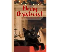 Black Cat In An Orange Christmas Box Notebook: Journal for Cat Lovers with Elegant Cream Paper, Wide Lines, 80 Numbered Pages