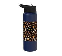 Black Cat in Pumpkin Spice Fall Foliage Aesthetics Stainless Steel Insulated Water Bottle