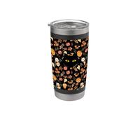 Black Cat in Pumpkin Spice Fall Foliage Aesthetics Vaso térmico de acero inoxidable de doble pared