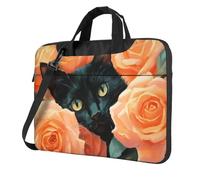 Black Cat In The Roses - Funda acolchada para laptop de 15.6 pulgadas, para mujeres y hombres