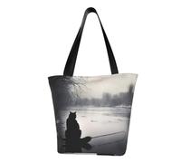 Black Cat in the Snow - Bolso de hombro para mujer, bolso cruzado, bolso de hombro para fin de semana, viajes, compras, color negro, talla única