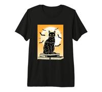 Black Cat Moon & Bats Retro Camiseta Premium