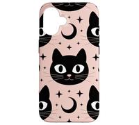 Black Cat Moon Magic Cute Halloween Witchcore Look Carcasa para iPhone 16