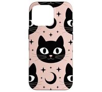 Black Cat Moon Magic Cute Halloween Witchcore Look Carcasa para iPhone 16 Pro
