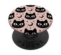 Black Cat Moon Magic Cute Halloween Witchcore Look PopSockets PopGrip Adhesivo