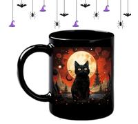Black Cat Mug - 3.15x3.74 Inches Cute Mug, Halloween Blacks Cats Cups | Ceramic Halloween Cute Novelty Cup | Black Cat Mugs Ceramic | Cup Festive Mugs For Work Juice Friends Adults Milk Beer Kids Men