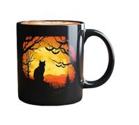 Black Cat Mug - 3.15x3.74 Inches Cute Mug, Halloween Blacks Cats Cups | Ceramic Halloween Cute Novelty Cup | Black Cat Mugs Ceramic | Cup Festive Mugs For Work Juice Friends Adults Milk Beer Kids Men