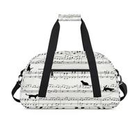 Black Cat Music Note - Bolsas de lona para niñas y niños, bolsa de viaje de fin de semana de 24 L, bolsa de deporte para gimnasio, práctica, color, 24 L, Organizador de bolsas