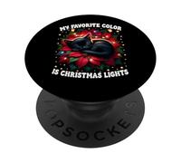 Black Cat My Favorite Color ist Christmas Lights Poinsettia PopSockets PopGrip Adhesivo
