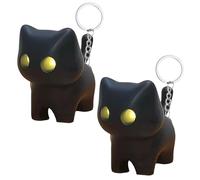 Black Cat Night Light Keychain, Funny Keychain Keychains, Creative Press Balls Led Glowing Gift For Cat Lovers (2pcs)