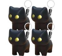 Black Cat Night Light Keychain, Funny Keychain Keychains, Creative Press Balls Led Glowing Gift For Cat Lovers (4pcs)