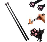 Black Cat Paw Chopsticks, 5 Pairs Cat Paw Chopsticks, Reusable Lightweight Utensils with Non-Slip Grip, Cute Dining Tools for Cats Lovers and Adults, Fun Kitchenware for Home Meals (Black)