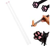 Black Cat Paw Chopsticks, 5 Pairs Cat Paw Chopsticks, Reusable Lightweight Utensils with Non-Slip Grip, Cute Dining Tools for Cats Lovers and Adults, Fun Kitchenware for Home Meals (White)