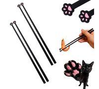 Black Cat Paw Chopsticks, 5 Pairs Cat Paw Chopsticks, Reusable Lightweight Utensils with Non-Slip Grip, Cute Dining Tools for Cats Lovers and Adults, Fun Kitchenware for Home Meals (2 Pair Black)