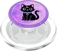 Black Cat Pink Witchy Cat Kawaii Pastel Goth Cat Moon Purple PopSockets PopGrip para MagSafe