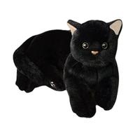 Black Cat Plush Toy - Realistic Cat Plušhie Doll | Cats Plush Pillow | 12 Inch Soft Stuffed Animal for Children’s Sleeping, Cute Cartoon Girlish Doll Birthday Gift with Comfortable Connected Skeleton