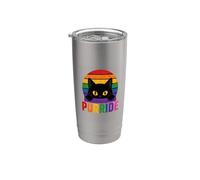 Black Cat Purride Retro LGBTQ Lesbian Gay Pride For Women Vaso térmico de acero inoxidable de doble pared