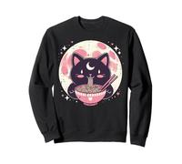 Black Cat Ramen Moon Kawaii Comida Japonesa Niñas Niños Mujeres Sudadera