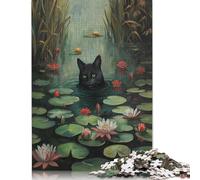Black Cat River Swimming Rompecabezas Imposible,desafío for Adults Juego Educativo 1000 Piezas Obra De Arte De Juego De para Adultos, Regalos A Partir De 14 Años 1000pcs (75x50cm)