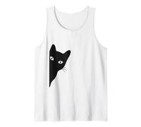 Black-Cat Saliendo Divertido Peek a Boo Peeking Pet Camiseta sin Mangas