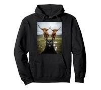 Black Cat Selfie with Cows Funny Animal Lovers Kids & Adults Sudadera con Capucha