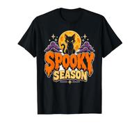 Black Cat Spooky Season Halloween Luna Mujeres Niña Bruja Camiseta gráfica económica, Hombre, Negro, L